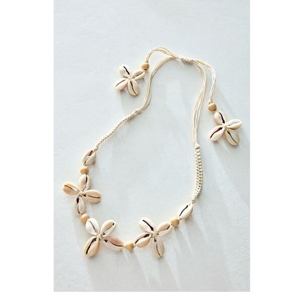 Free People Happy Days Shell Necklace NWT Neutral Bohemian Beach Choker Summer - Picture 10 of 16